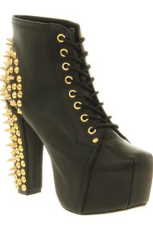 Jeffrey Campbell Lita Platform Ankle Boot Black Gold Spikes - Lyst