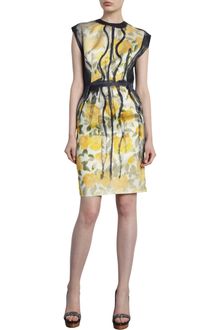 Lanvin Floral Cap Sleeve Dress - Lyst