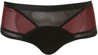 Topshop Oxblood Sporty Midi Knicker - Lyst