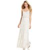 Adrianna Papell Sleeveless Spaghettistrap Beaded Blouson Evening Gown in Beige - Lyst