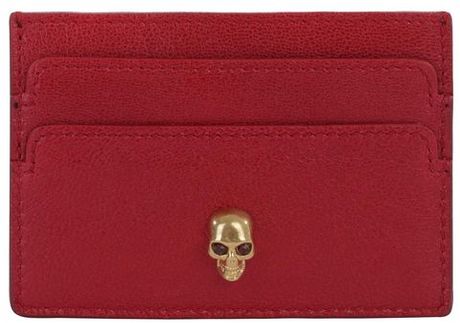 Alexander Mcqueen Cherry City Leather Skull Charm Card Holder in Red (cherry) - Lyst