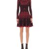 Alexander Mcqueen Victorian Puckering Lace Jacquard Long Sleeve Dress in Red (cherry) - Lyst