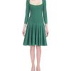 Alexander Mcqueen Square Neck Circle Dress in Green - Lyst