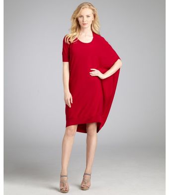 Alexander McQueen Red Wool Draped Side Sweater Dress - Lyst