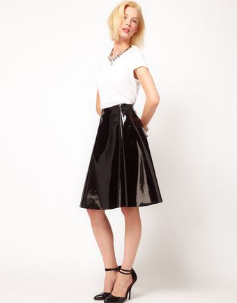ASOS Collection Asos Skater Midi Skirt in High Shine - Lyst