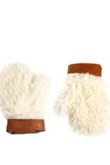 Asos Faux Shearling Mittens with Leather Cuff