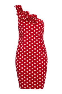 Ax Paris Ax Paris Polka Dot One Shoulder Dress - Lyst