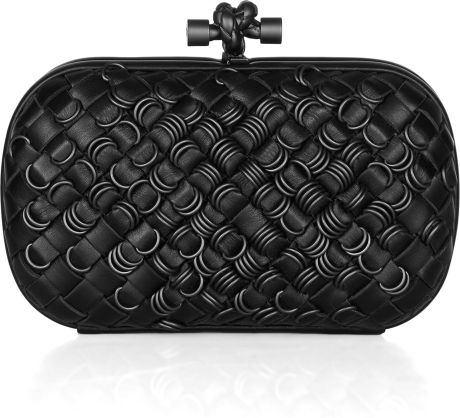 Bottega Veneta Embellished Intrecciato Leather Knot Clutch in Black (nero) - Lyst