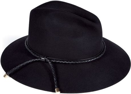 Burberry Black Beat Plaited Ingrid Trilby Hat in Black - Lyst
