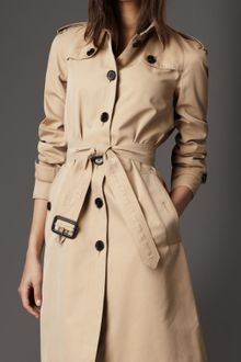 Burberry Long Cotton Gabardine Trench Coat - Lyst