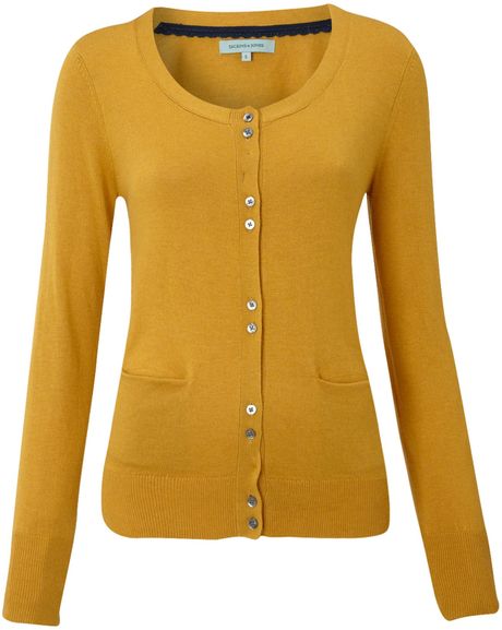 Womens Mustard Yellow Cardigan Sweater - Gray Cardigan Sweater