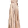 Halston Heritage Metallic Silk Pissé Gown in Beige (nude) - Lyst
