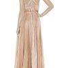 Halston Heritage Metallic Silk Pissé Gown in Beige (nude) - Lyst