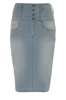 Jane Norman High Waisted Denim Pencil Skirt - Lyst