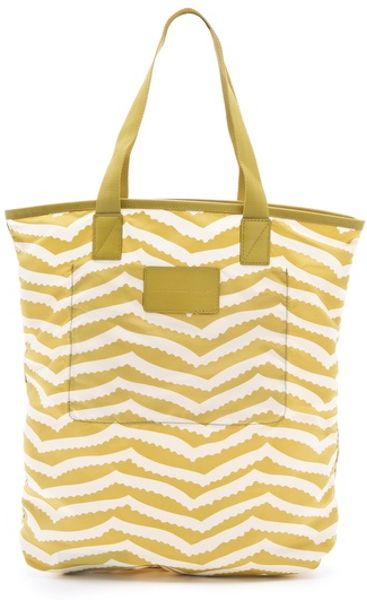 Marc By Marc Jacobs Packables Zora Stripe Shopper Tote in Yellow (green) - Lyst