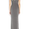 Marchesa Crystal and Beadembellished Silkcrepe Gown in Gray - Lyst