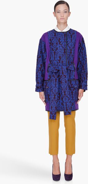 Matthew Williamson Indigo Leather Trim Kimono Coat in Blue (indigo) - Lyst