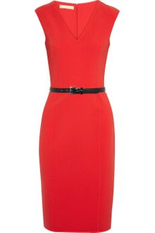 Michael Kors Belted Stretch Woolcrepe Dress - Lyst