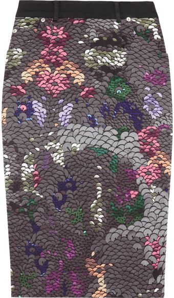 Preen Line Penelope Sequin-print Stretch Cotton-drill Pencil Skirt - Lyst