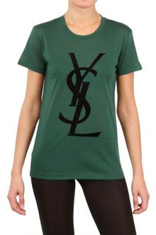Yves Saint Laurent Logo Print Cotton Jersey T-shirt - Lyst