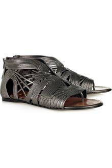 Alaïa Multistrap Metallic Leather Sandals - Lyst