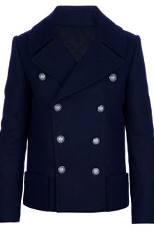 Balmain Wool Pea Coat - Lyst