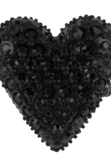 Betsey Johnson Gold Tone Black Crystal Heart Stretch Ring - Lyst