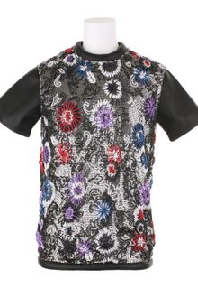 Christopher Kane Short Sleeve Top in Black Nappa Leather - Lyst
