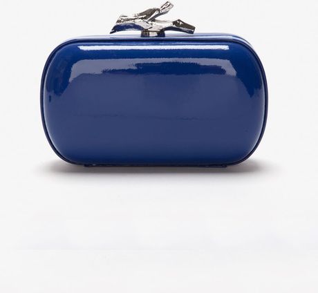 Diane Von Furstenberg Patent Leather Lytton Box Clutch in Blue (navy) - Lyst