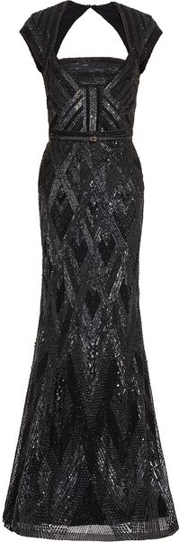 Elie Saab Cap Sleeve Beaded Gown - Lyst