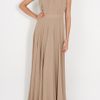 Elie Saab Embellish Collar Georgette Gown in Beige (gold) - Lyst