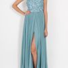 Elie Saab Beaded Top Silk Gown in Blue (silver) - Lyst