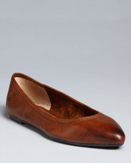 cognac pointed toe flats