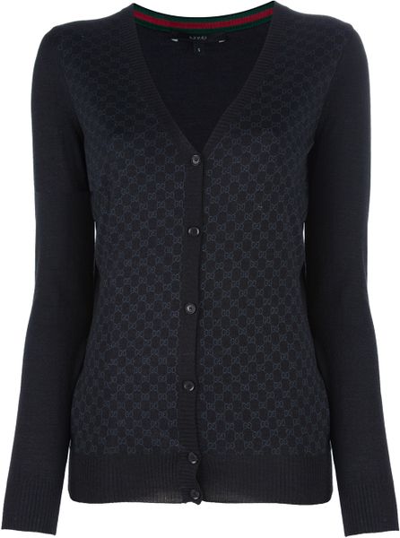 Gucci Logo Embellished Cardigan in Black - Lyst
