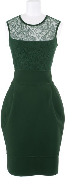 Hervé L. Leroux Techno Jersey Dress in Viscose and Elastane with Lace Cleavage and Back Yoke - Lyst
