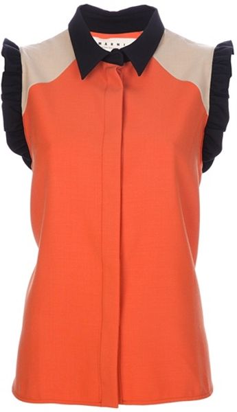 Marni Contrast Blouse in Orange - Lyst