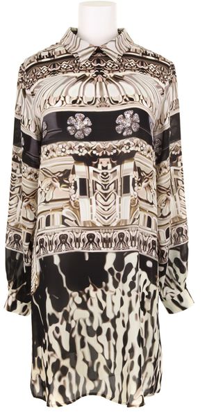 Mary Katrantzou Crêpe Silk Shirtdress with Allover Digital Print - Lyst
