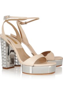 Michael Kors Crystalembellished Leather Platform Sandals - Lyst