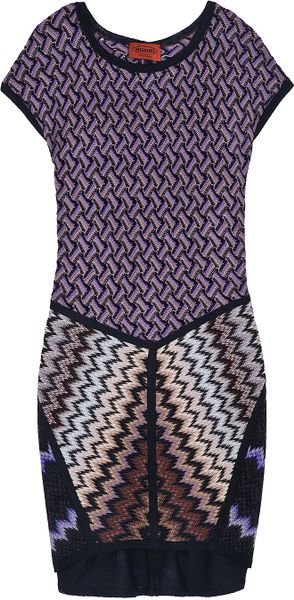 Missoni Zig Zag Cap Sleeve Dress in Purple (black) - Lyst