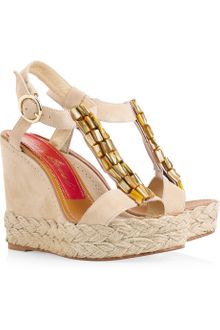 Paloma Barceló Agamar Embellished Suede Wedge Sandals - Lyst