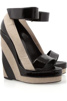 Pierre Hardy Canvas and Patentleather Platform Wedge Sandals - Lyst