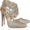 Rebecca Minkoff Jaunt Texturedleather Sandals in Gray (silver) - Lyst