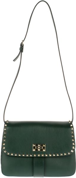 Valentino Cross Body Flap Bag in Calfskin in Green (nero) - Lyst