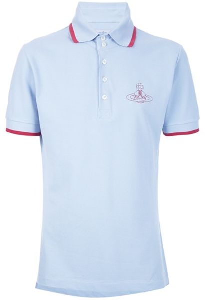 Vivienne Westwood Print Polo Shirt in Blue for Men - Lyst