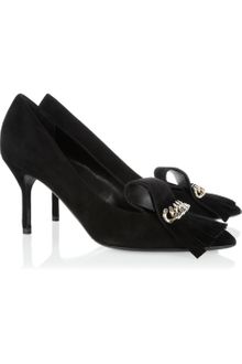 Yves Saint Laurent Opyum Embellished Suede Pumps - Lyst
