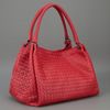 Bottega Veneta Woven Leather Bag in Red - Lyst