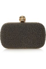 Alexander McQueen Classic Skull Studded Suede Box Clutch