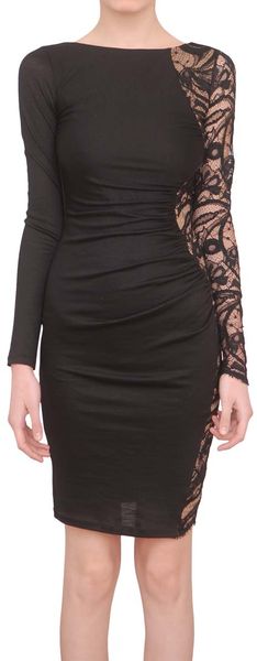 Emilio Pucci Bimaterial Bodycon Dress in Black - Lyst