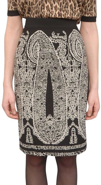 Giambattista Valli Gonna Lana E Seta Con Trama Cashmere in Black - Lyst