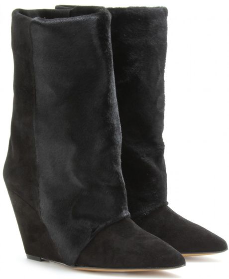 Isabel Marant Lazio Wedge Boots in Black - Lyst
